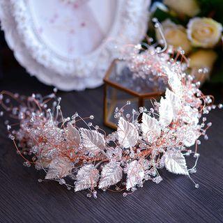 Leaf Bridal Headband Pink & Gold - One Size