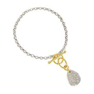 Asymmetrical Tag Dangling Sterling Silver Bracelet