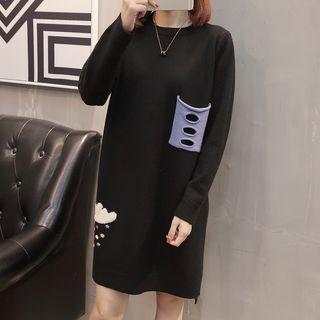 Long-sleeve Furry Cloud Sweater Dress