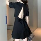 Short-sleeve Cutout Back Dress