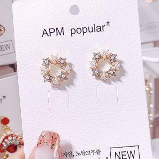 Faux Pearl Hoop Earring 1 Pair - E1370 - Gold - One Size