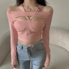 Long-sleeve Off-shoulder Cut-out Top