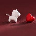 Non-matching Cat & Heart Earring