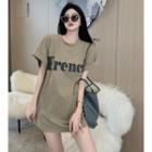Loose-fit Printed Mini T-shirt Dress Pea Green - One Size