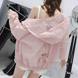 Hooded Bow Plain Jacket