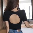 Cutout Crew-neck Short-sleeve T-shirt