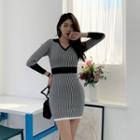 Collared Patterned Knit Dress
