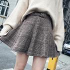 Set: Turtleneck Sweater + Plaid Mini A-line Skirt