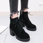 Platform Chunky-heel Lace-up Short Boots