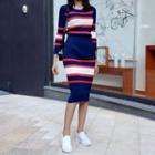 Set: Stripe Rib-knit Top + Midi Pencil Skirt