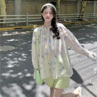 Floral Print Light Jacket Floral - White - One Size