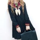Short-sleeve Sailor Collar Pleated Mini Dress