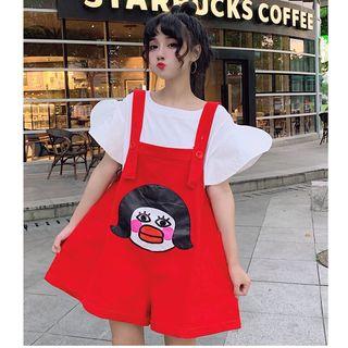 Crew-neck Flared-sleeve T-shirt / Cartoon Print Jumper Shorts