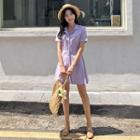 Lapelled Short-sleeve Shirtdress