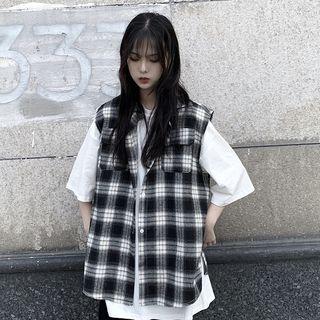 Plaid Button Vest