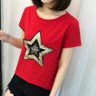 Star Sequined Short-sleeve T-shirt