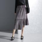 Velvet Asymmetric Pleated A-line Skirt