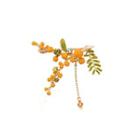 Fashion And Elegant Plated Gold Enamel Mimosa Fruit Brooch With Green Cubic Zirconia Golden - One Size