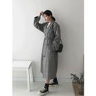 Plaid Long Trench Coat With Belt One Size