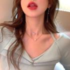 Buttoned Faux Pearl Layered Choker White - One Size