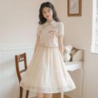 Short-sleeve Frog-button Midi A-line Dress