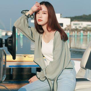 Piped Puff-sleeve Light Jacket
