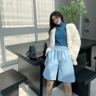 Faux Leather Straight-cut Shorts