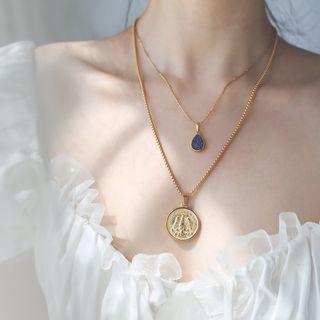 Alloy Coin Pendant Necklace 1 Pc - Gold - One Size