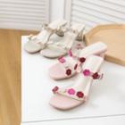 Chunky Heel Floral Strap Slide Sandals