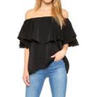 Off-shoulder Ruffled Top Black - One Size