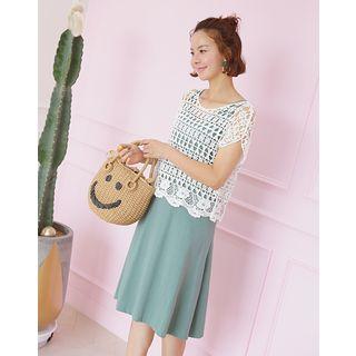 Set: Crochet Top + Tank Dress With Sash