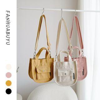 Plain Top Handle Canvas Crossbody Bag