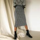 Band-waist Leopard Ribbed Skirt