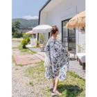 Set: Foliage Long Robe Cardigan + A-line Shorts