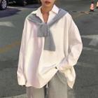 V-neck Long-sleeve T-shirt With Cape