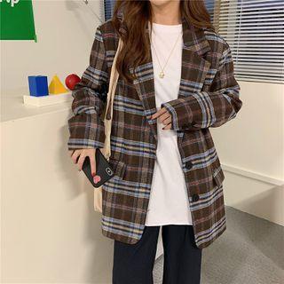 Color Block Plaid Blazer