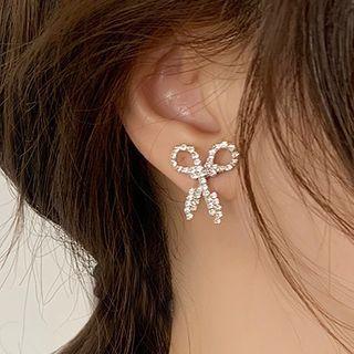 Scissors Rhinestone Earring 1 Pair - Gold - One Size