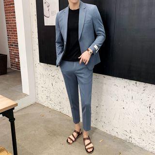 Set: Letter Tag Blazer + Dress Pants