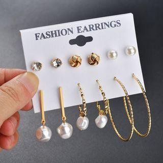 Set Of 6: Alloy Earring (various Designs) As Shown In Figure - One Size