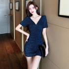 Short-sleeve Glittering Mini Dress