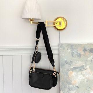Pleather Shoulder Bag With Circle Pouch