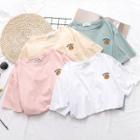Elbow-sleeve Pumpkin Embroidered T-shirt