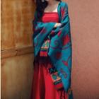 Printed Long Cape Blue & Red - One Size