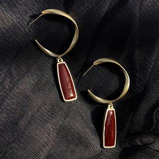 Alloy Dangle Earring 1 Pair - Gold & Brown - One Size