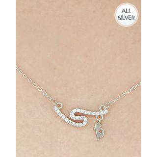 Rhinestone Pendant Chain Silver Necklace