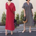 Short Sleeve V-neck Maxi Dress