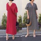 Short Sleeve V-neck Maxi Dress