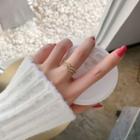 Zigzag Layered Alloy Open Ring Gold - One Size