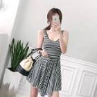 Sleeveless Stripe Mini Flare Dress