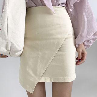 Asymmetric Hem Straight-fit Skirt